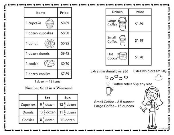  Whole Numbers, Decimals, and Fractions - 5th Grade Word Problem Activity