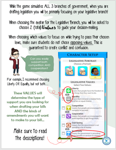 Branches of Power - How a Bill Becomes a Law: online simulation game worksheets