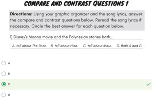 Google Forms Activities for Reading  Comprehension Using Moana Parody Song