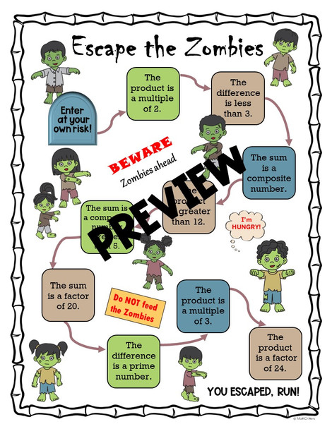 Factors, Multiples, Prime and Composite Numbers - A Zombie Math Game