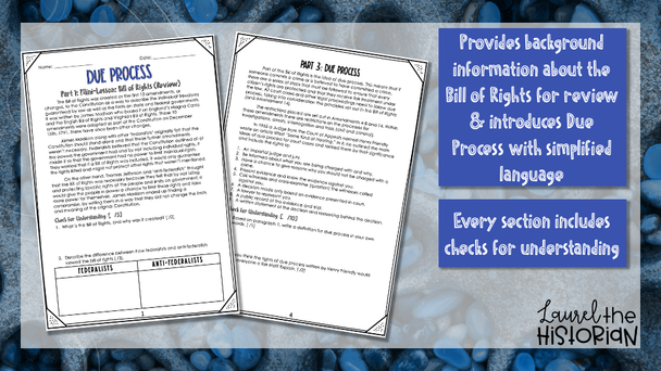 Due Process & Bill of Rights Workbook for US Government