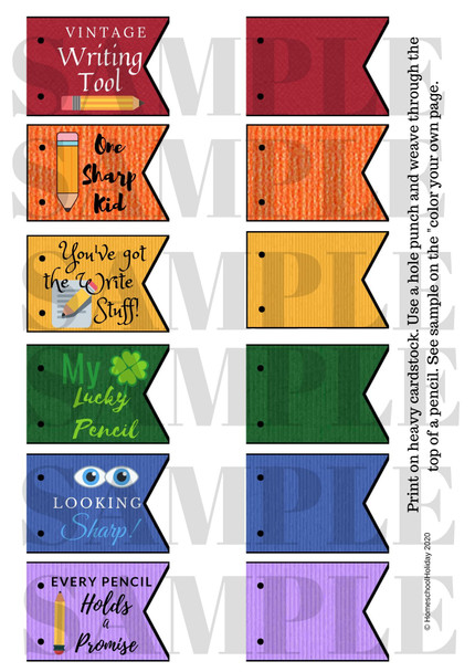 Pre Designed Pencil Flags to Celebrate , Just print and go!