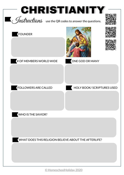The first page of questions contains a picture of the Founder as well as several QR codes. Some websites contain text only, others are videos. 