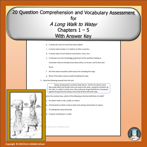 A Long Walk to Water Reading Comprehension Assessment 1 Chapters 1 - 5 With Digital Version REMOTE RESOURCE READY