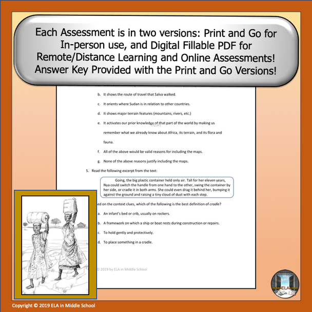 A Long Walk to Water Reading Comprehension Assessment Bundle With Digital Versions REMOTE READY RESOURCE