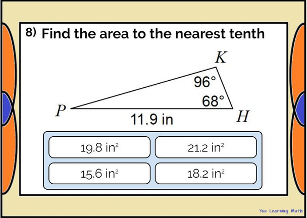 Finding the Area of Triangles using the Laws of Sines and Cosines: DIgital BOOM Cards - 20 Problems