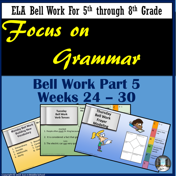 Focus on Grammar Bell Work and Bell Ringers - Part 5 Remote Ready Resource