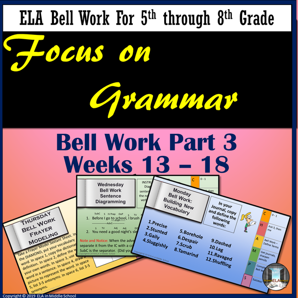 Focus on Grammar Bell Work or Bell Ringers - Part 3 Remote Ready Resource