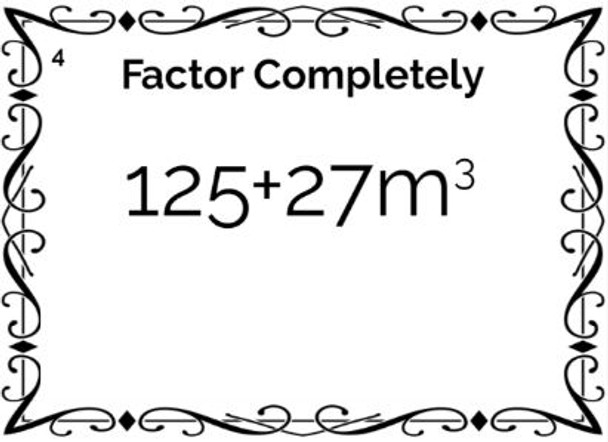 Factoring Sums and Differences of Cubes: 20 Task Cards