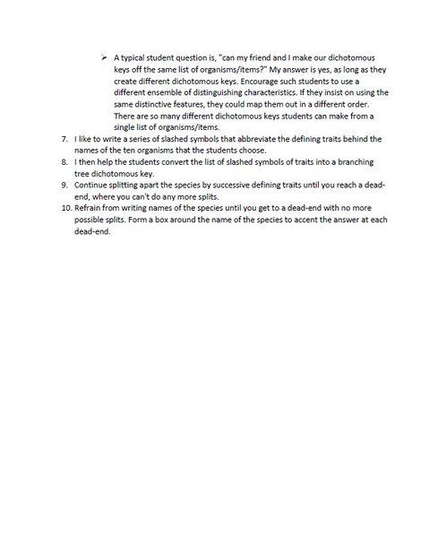 Two-Day Dichotomous Key Taxonomy Project for Biology