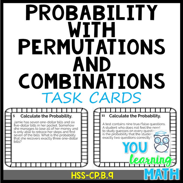 Probability involving Permutations and Combinations: 20 Task Cards