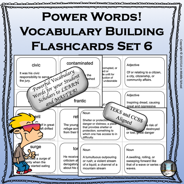 Power Words! Vocabulary Building Flashcards and Word Wall Set 6