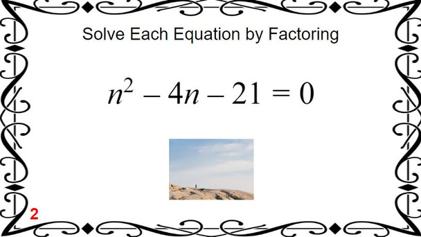 Solving Quadratic Equations by Factoring: GOOGLE Slides Picture Puzzle - 16 Problems