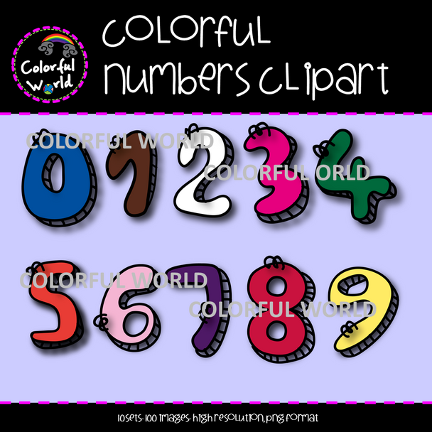 Colorful numbers clipart