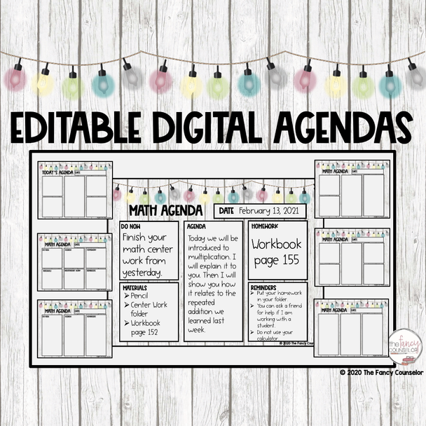 Editable Digital Agenda for Distance Learning