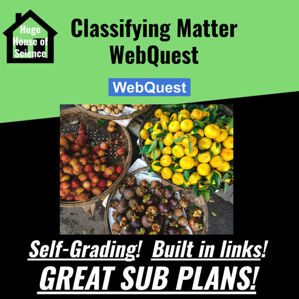 Classifying Matter Web Quest (MS-PS1) (GREAT SUB PLANS or DISTANCE LEARNING!)