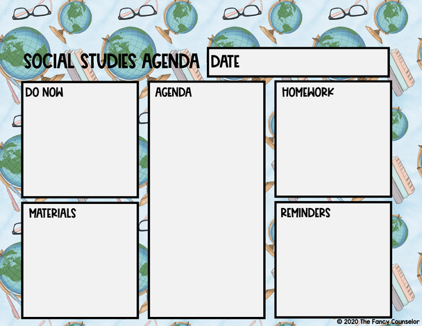 Distance Learning Google Slides Editable Daily Agendas Back to School Globe