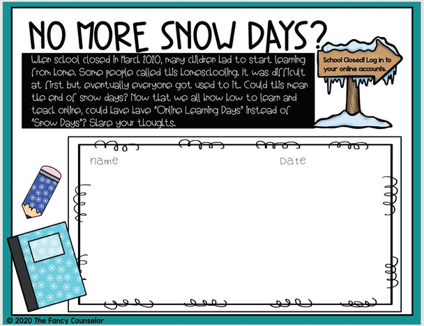 Distance Learning 40 Writing Prompts Journal Prompts Grades 2-5