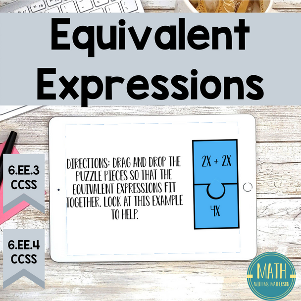 Equivalent Expressions Digital Online Learning Activity - FREE