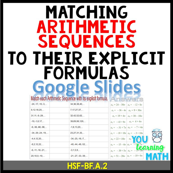 Matching Arithmetic Sequences with their Explicit Formulas: Google Slides