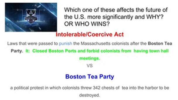Causes of the American Revolution Bracketology