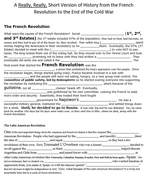 World History Final Exam (A Really, Really Short Version of World History Review