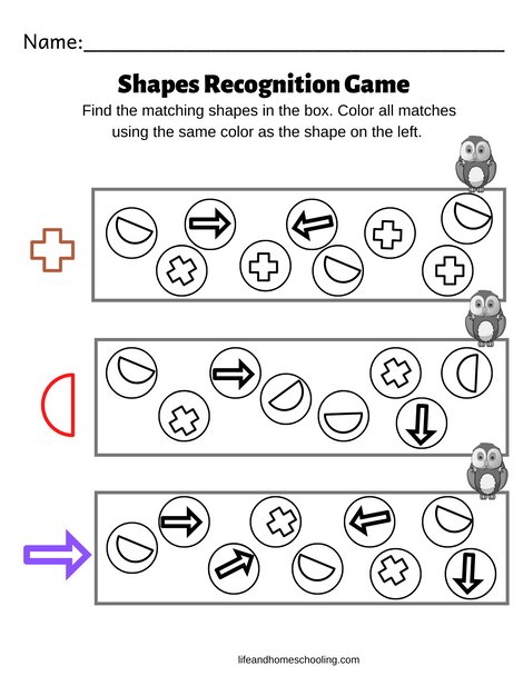 Shapes recognition game