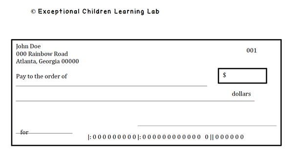 Life Skills- Writing Checks, MS and HS
