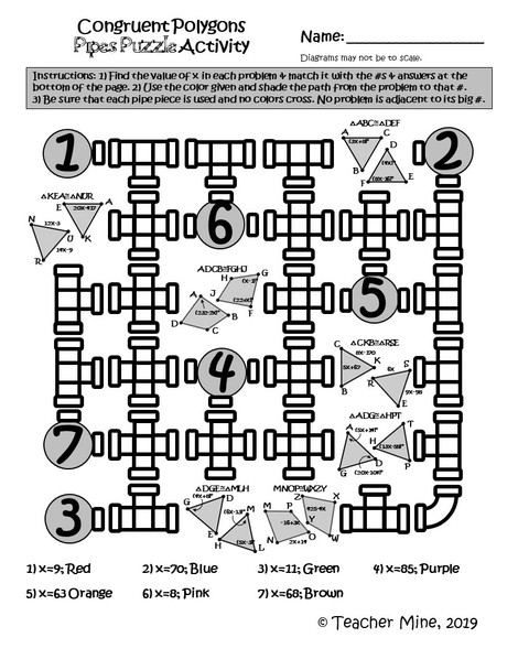 Congruent Polygons - Pipes Puzzle Activity