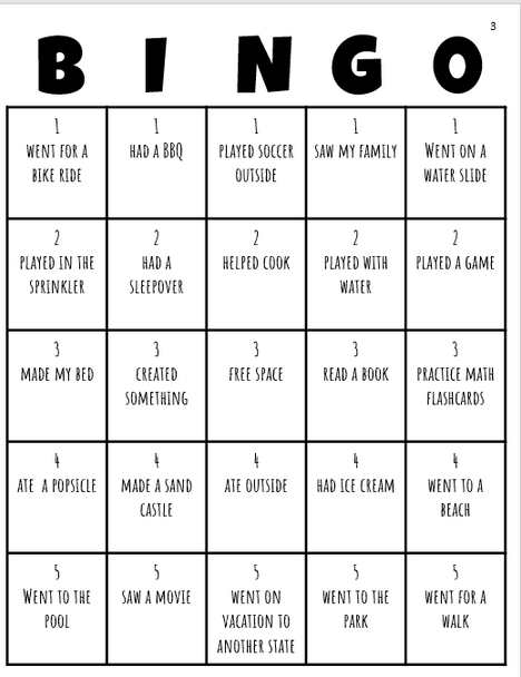 Back to School Bingo