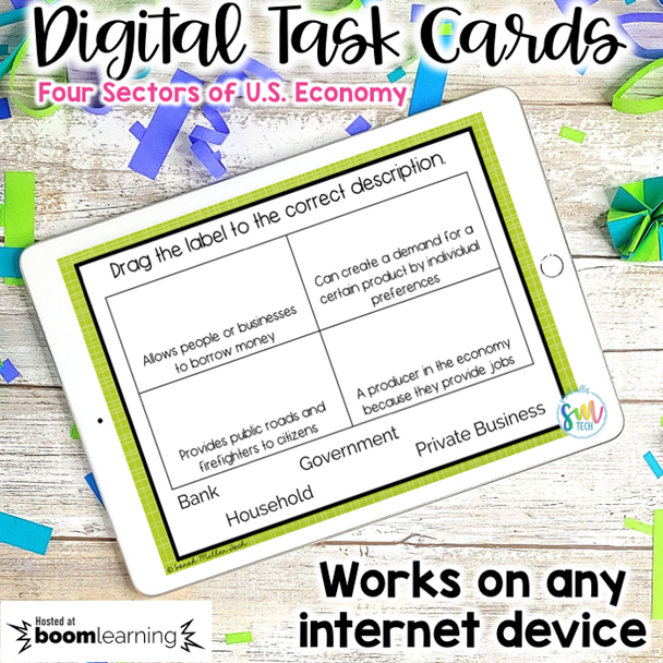 Sectors of U.S. Economy DIGITAL Task Cards | Boom Cards | DISTANCE LEARNING