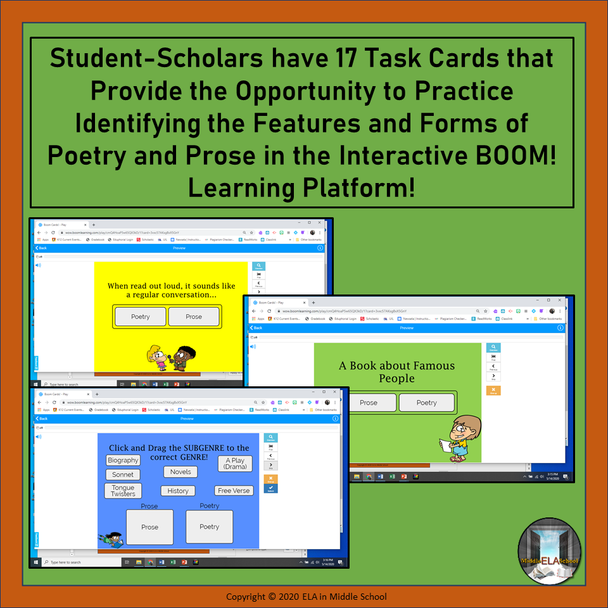 Literary Genres: The BASICS of Literary Genres: Poetry and Prose BOOM! CardsTM