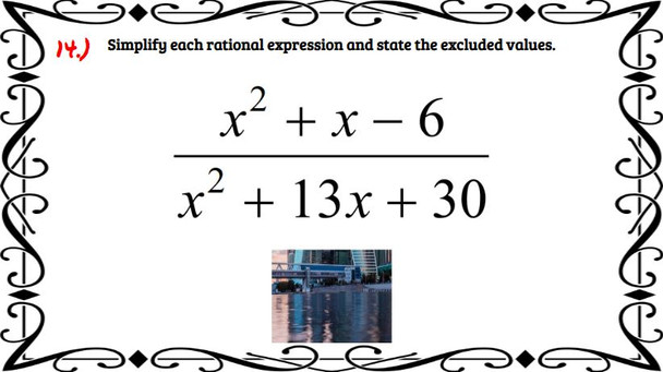 Simplifying Rational Expressions - Google Slides Picture Puzzle - 16 Problems