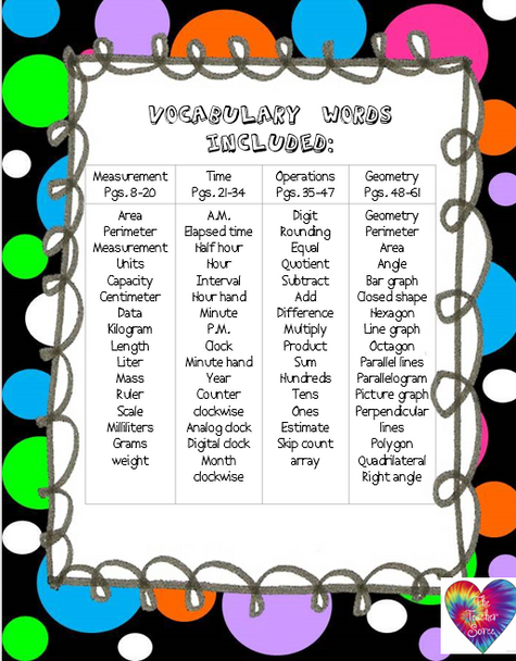 3rd Grade Math Vocab BINGO (4 different games)