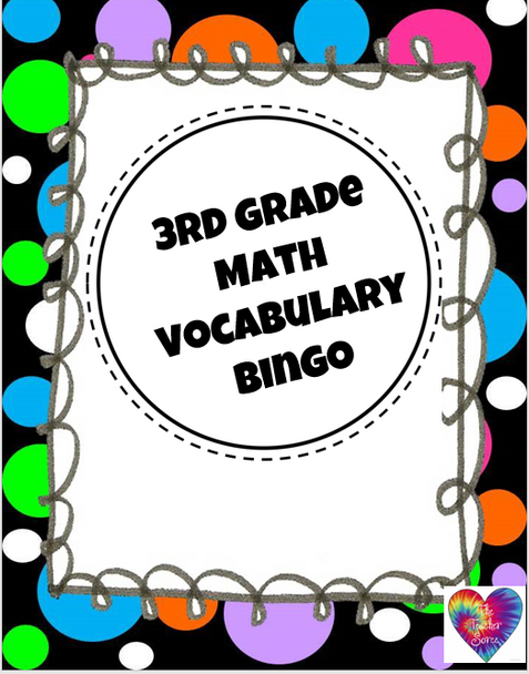 3rd Grade Math Vocab BINGO (4 different games)