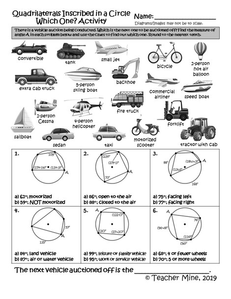 Quadrilaterals Inscribed in a Circle - Which One? Activity