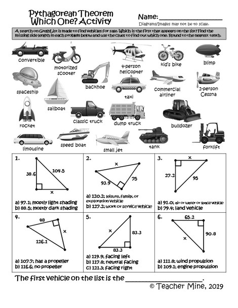 Pythagorean Theorem - Which One? Activity