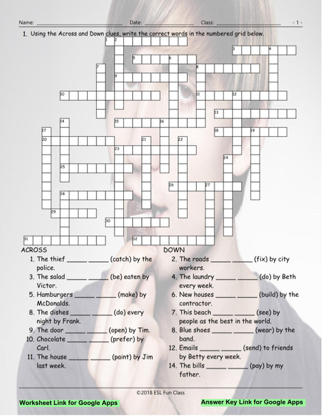 Passive Voice Interactive Crossword Puzzle for Google Apps LINKS