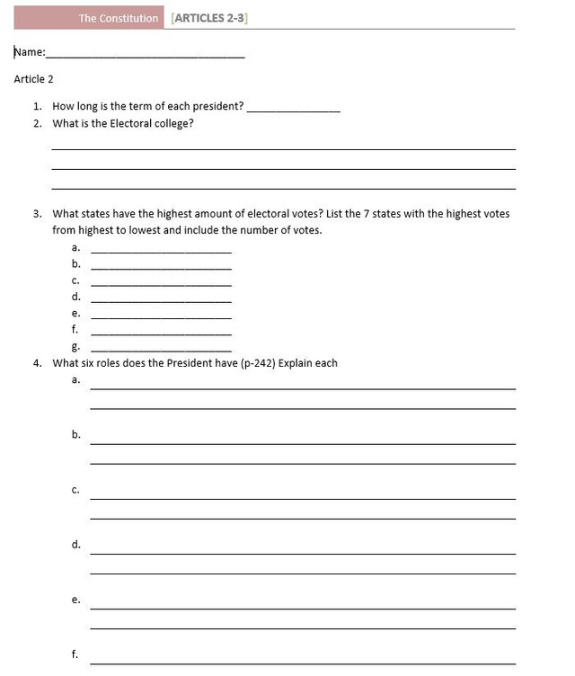 US Constitution Articles 23 WS Amped Up Learning