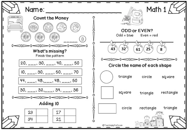1st Grade Morning Work - Math - All Year Bundle - Amped Up Learning