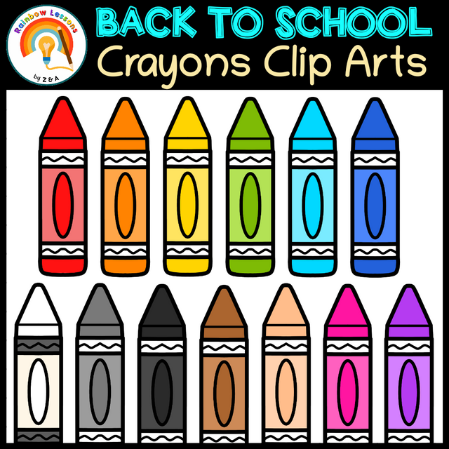 Crayons Clip Art | Colorful Crayons Clipart | Rainbow Crayon Clipart ...