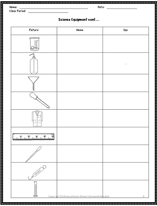 Lab Equipment Identification Worksheets. 36 items! - Amped Up Learning