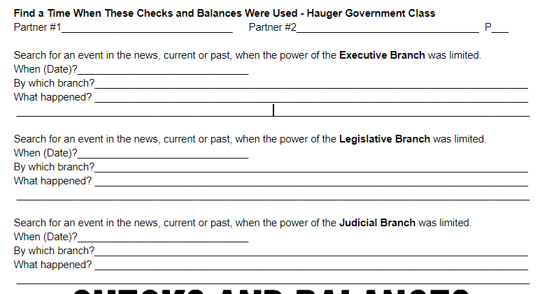 Students Find Examples of Checks and Balances in American Government in ...