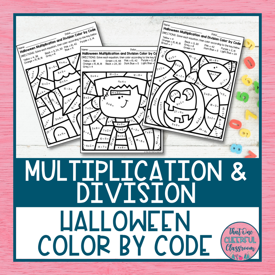 Multiplication and Division Halloween Color by Code