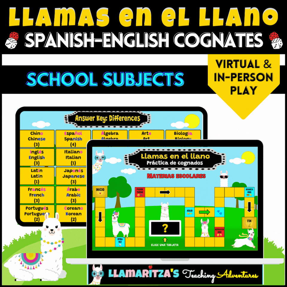 Llamas en el llano A Board Game for SpanishEnglish Cognate Practice