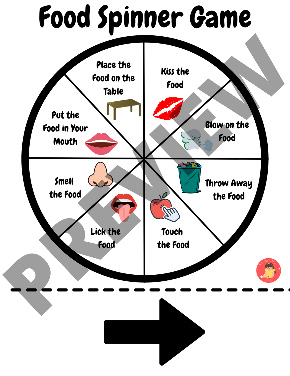Food Interactions Spinner Game for Feeding Therapy Food Aversions in