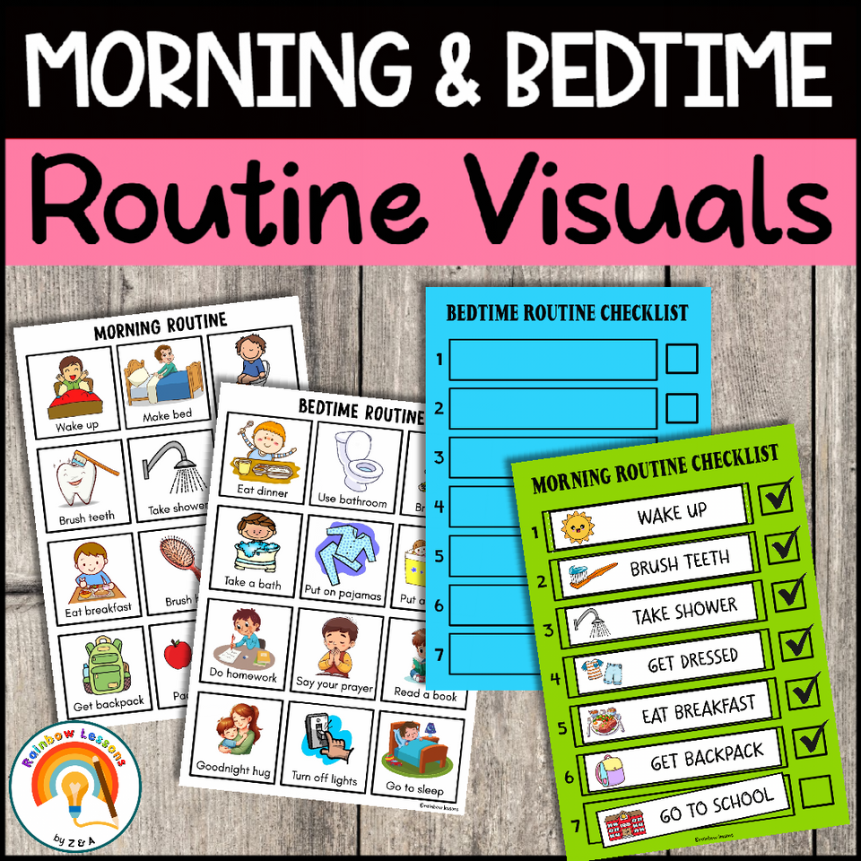 Morning Routine Checklist | Bedtime Routine Visual Schedule | Home Routines