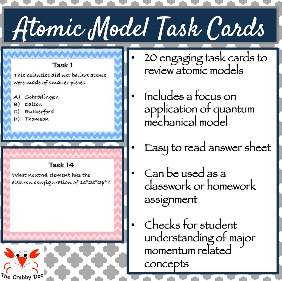 Atomic Model Task Cards - Amped Up Learning