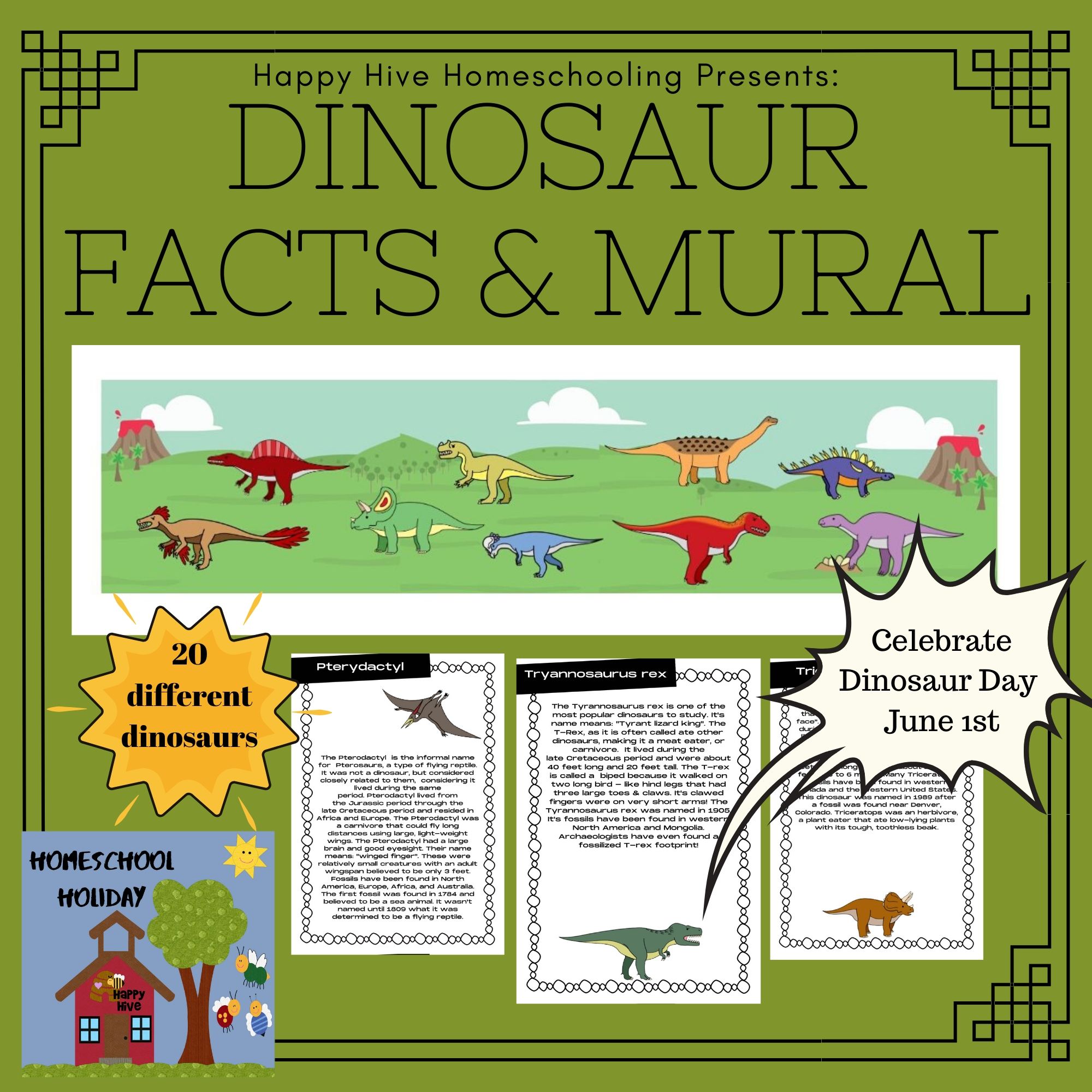 Dinosaur Fact Sheets: Printable - Happy Hive Homeschooling