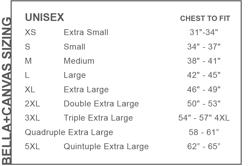 Sizing of Bella Canvas garment